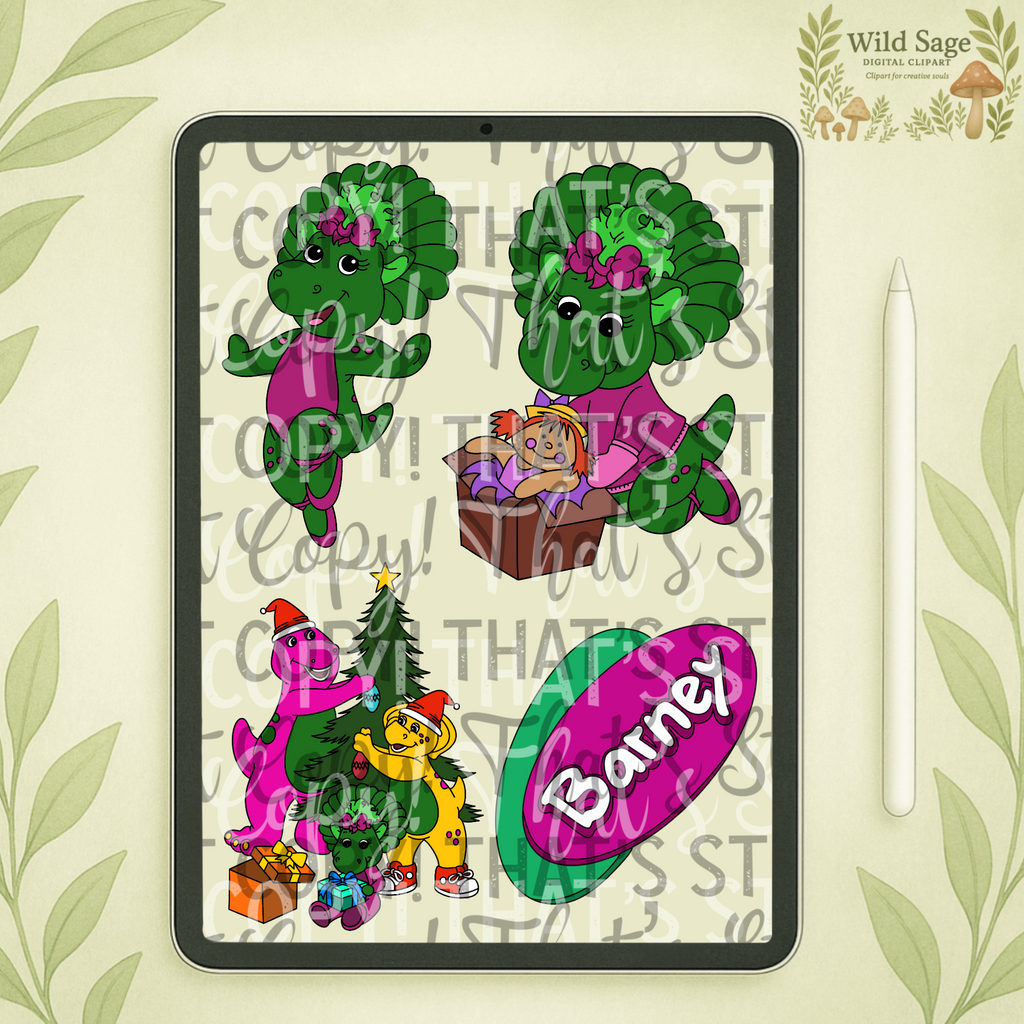 Purple Dino Clipart Bundle