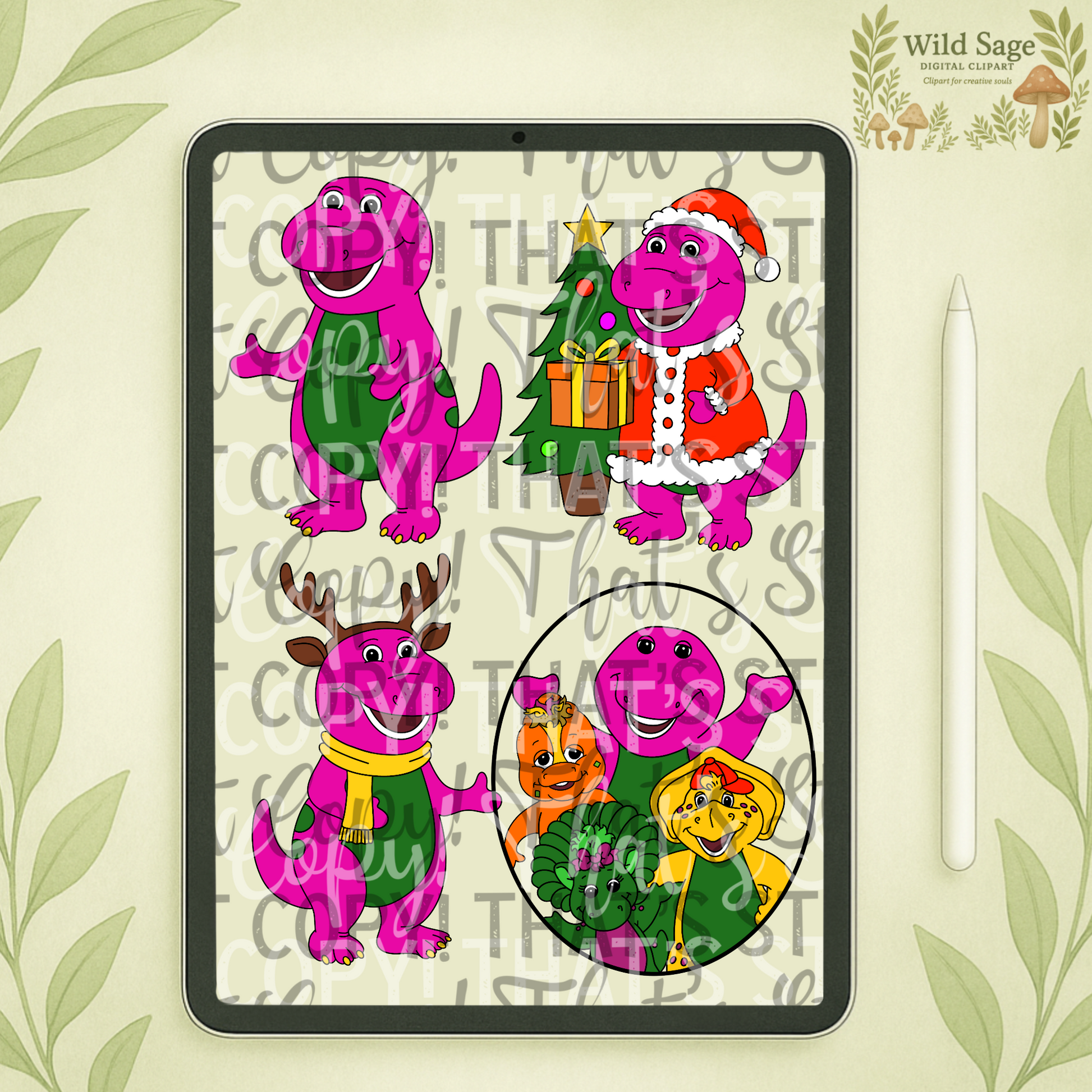 Purple Dino Clipart Bundle