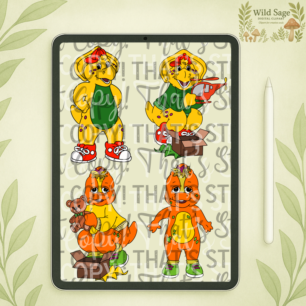 Purple Dino Clipart Bundle