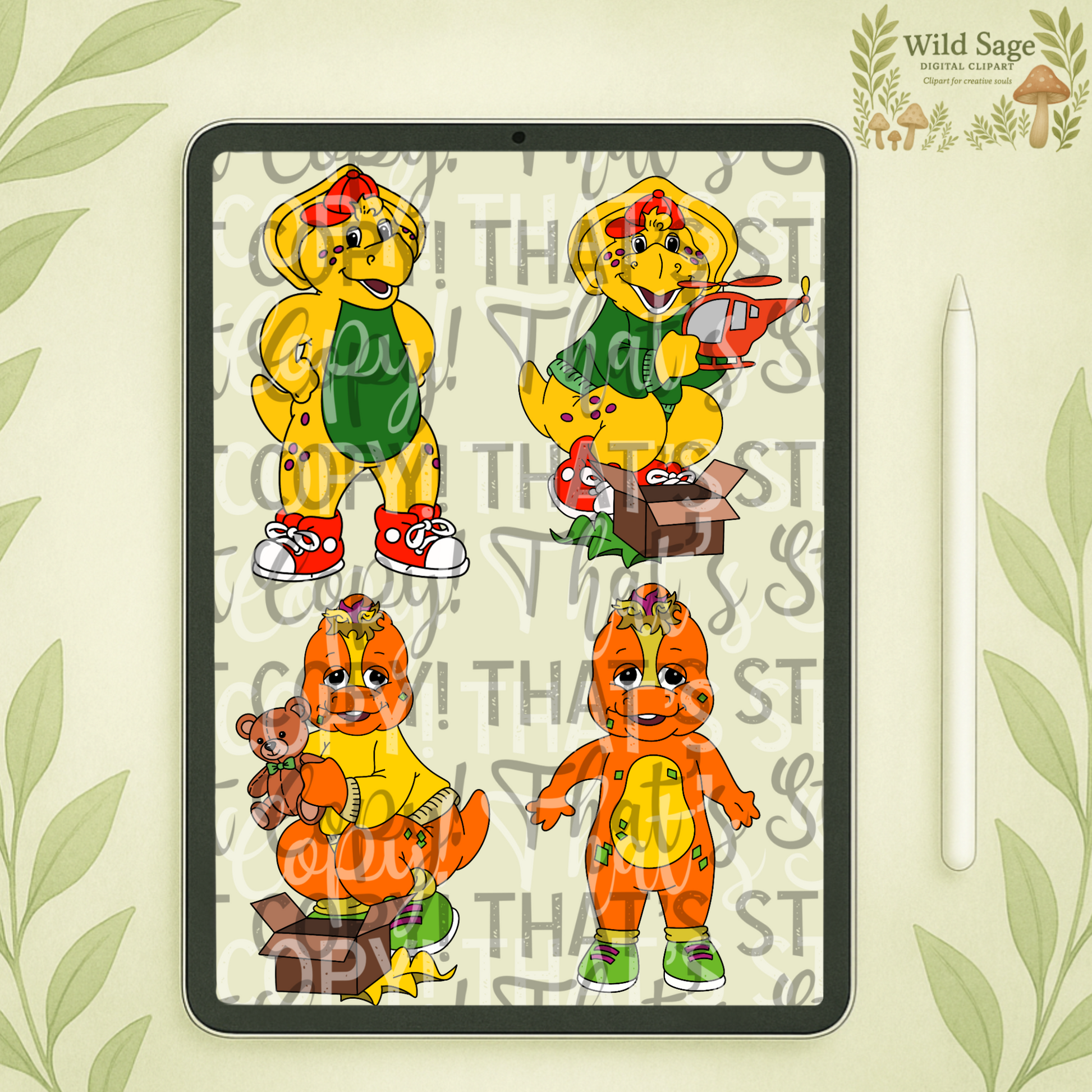 Purple Dino Clipart Bundle