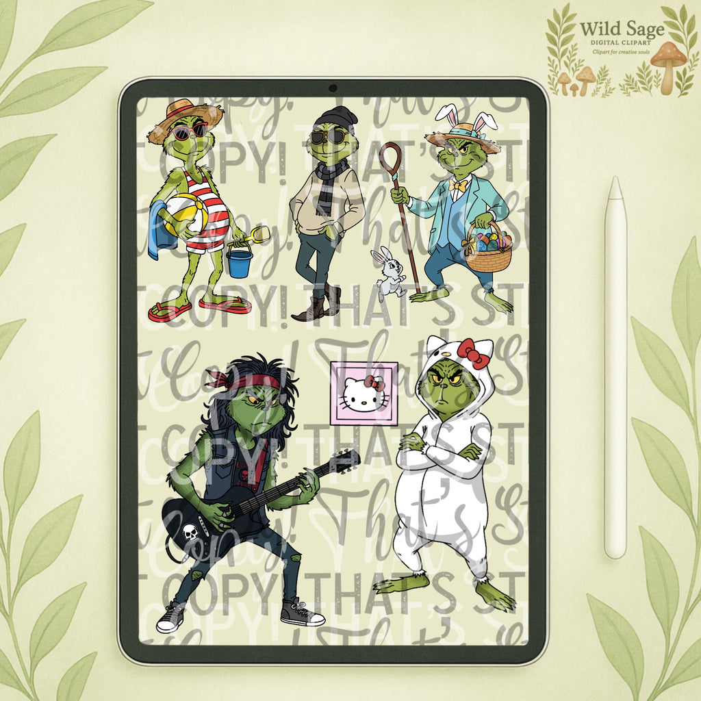 Green Guy Clipart bundle